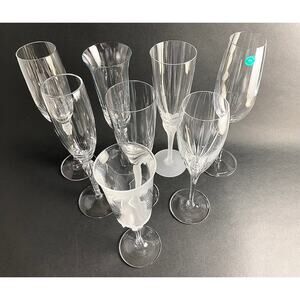 Mix and Match Crystal Champagne Flutes - Set of 8 - Exquisite Vintage Stemware